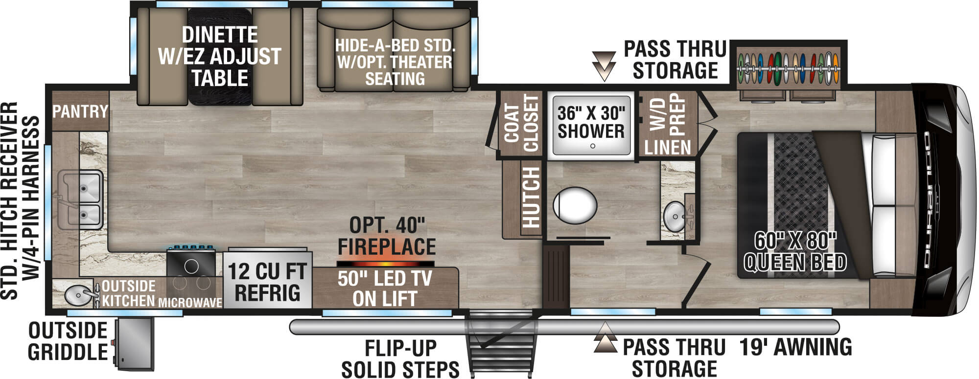 2025 KZ RV Durango HT D240RKD Fifth Wheel Floorplan