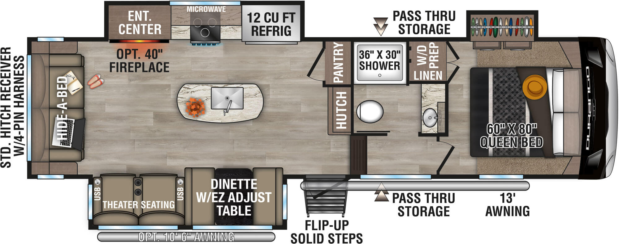 2025 KZ RV Durango HT D283RLT Fifth Wheel Floorplan