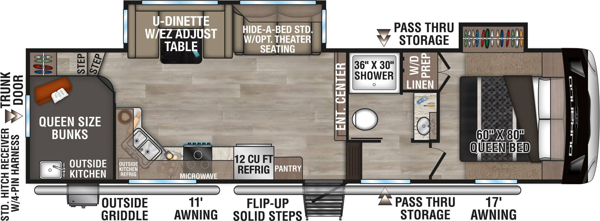 2025 KZ RV Durango HT D286BHD Fifth Wheel Floorplan