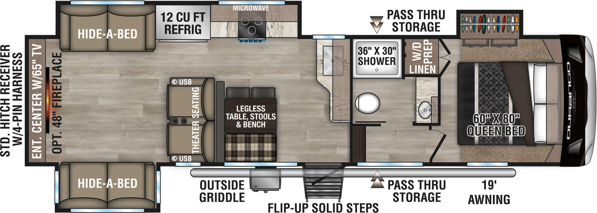 2025 KZ RV Durango HT D290RLT Fifth Wheel Floorplan