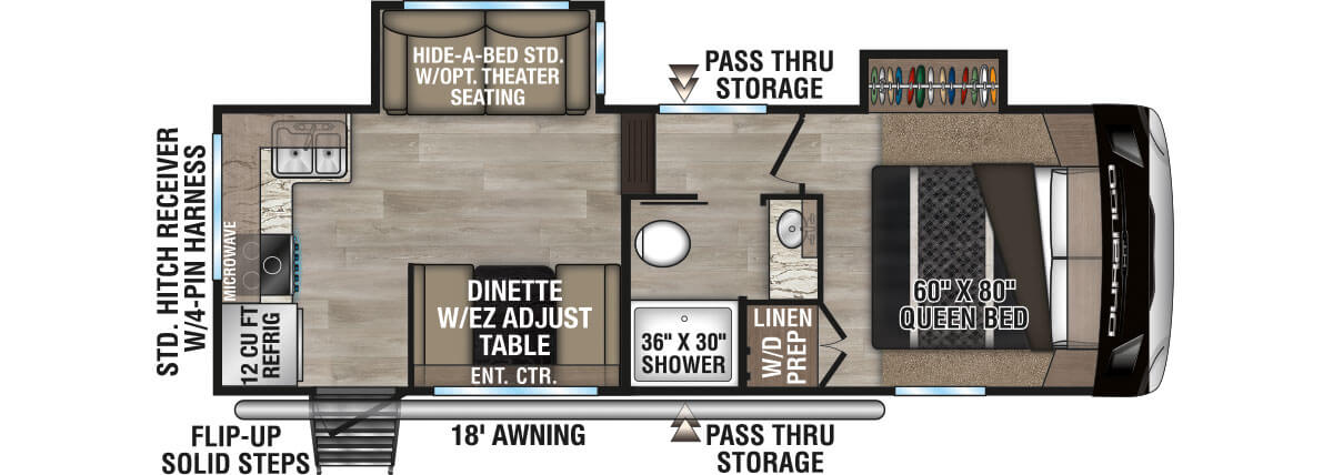 2025 KZ RV Durango HT D220RKD Fifth Wheel Floorplan