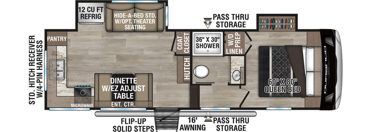 2025 KZ RV Durango HT D232MLD Fifth Wheel Floorplan