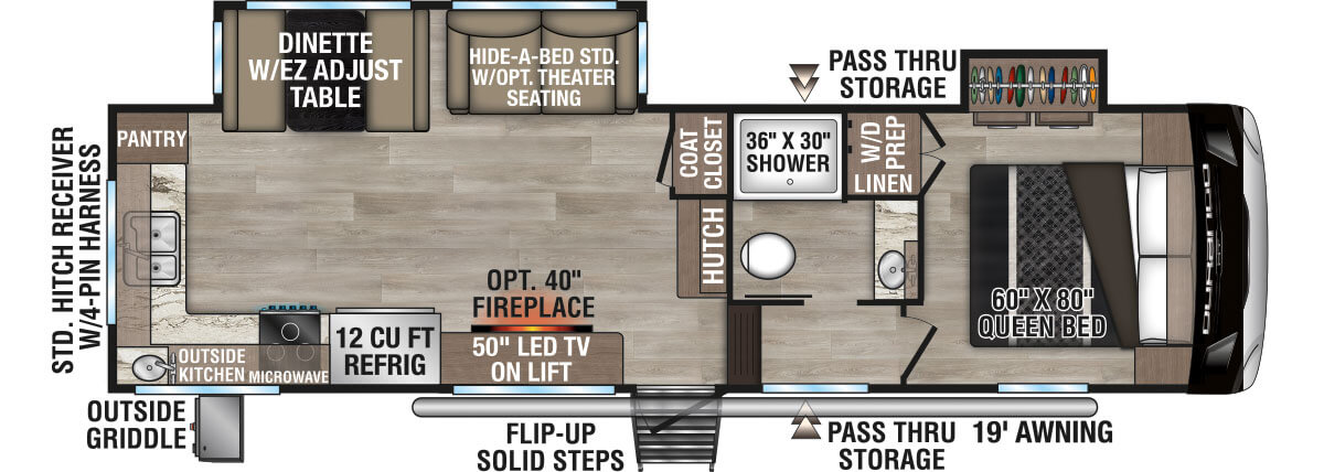 2025 KZ RV Durango HT D240RKD Fifth Wheel Floorplan