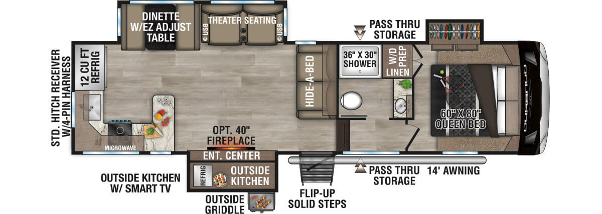 2025 KZ RV Durango HT D256RKT Fifth Wheel Floorplan