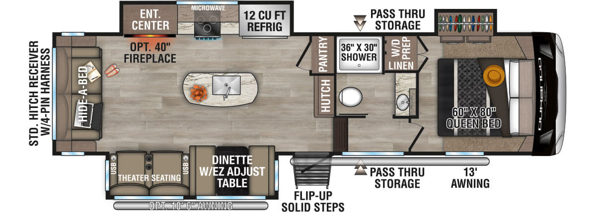 2025 KZ RV Durango HT D283RLT Fifth Wheel Floorplan