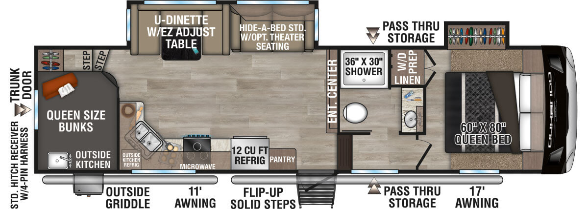 2025 KZ RV Durango HT D286BHD Fifth Wheel Floorplan