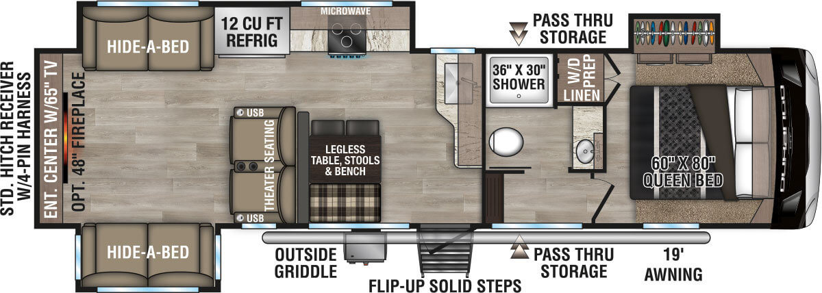 2025 KZ RV Durango HT D290RLT Fifth Wheel Floorplan