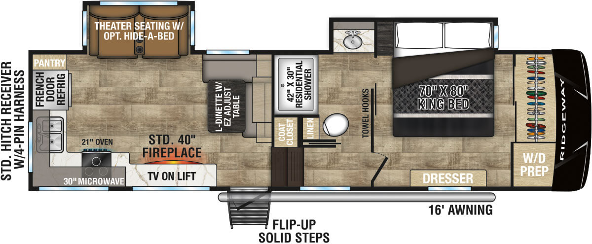 2025 KZ RV Ridgeway 27RK Fifth Wheel Floorplan