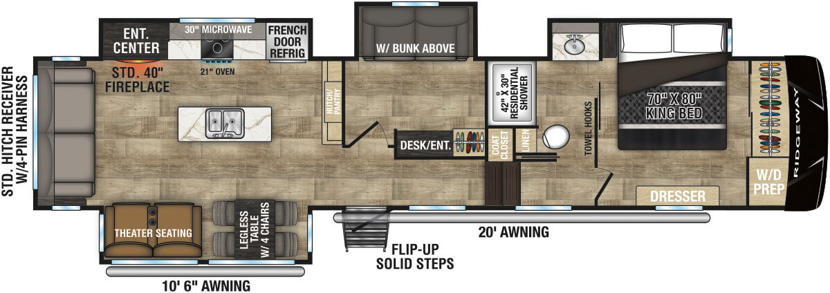 2025 KZ RV Ridgeway 36MB Fifth Wheel Floorplan