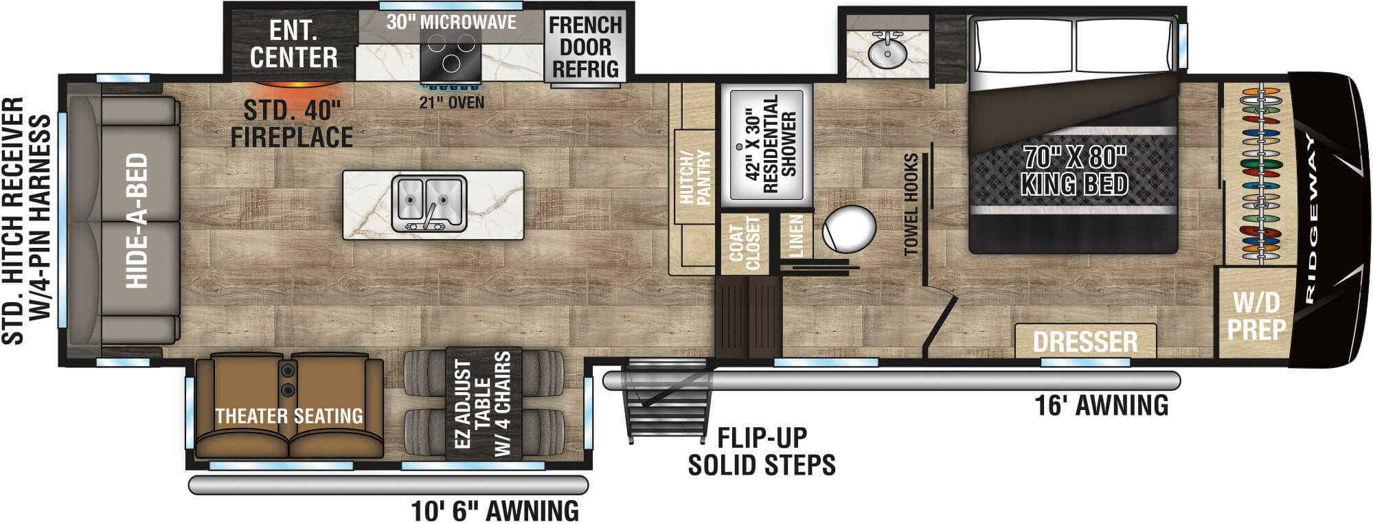 2025 KZ RV Ridgeway 31RL Fifth Wheel Floorplan