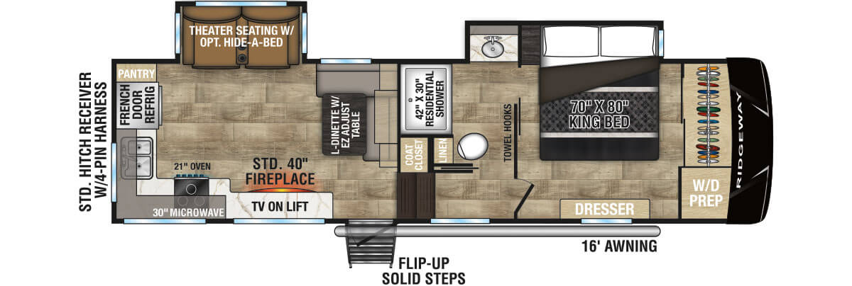 2025 KZ RV Ridgeway 27RK Fifth Wheel Floorplan