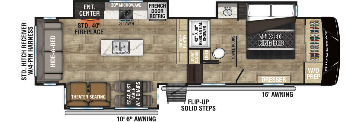 2025 KZ RV Ridgeway 31RL Fifth Wheel Floorplan