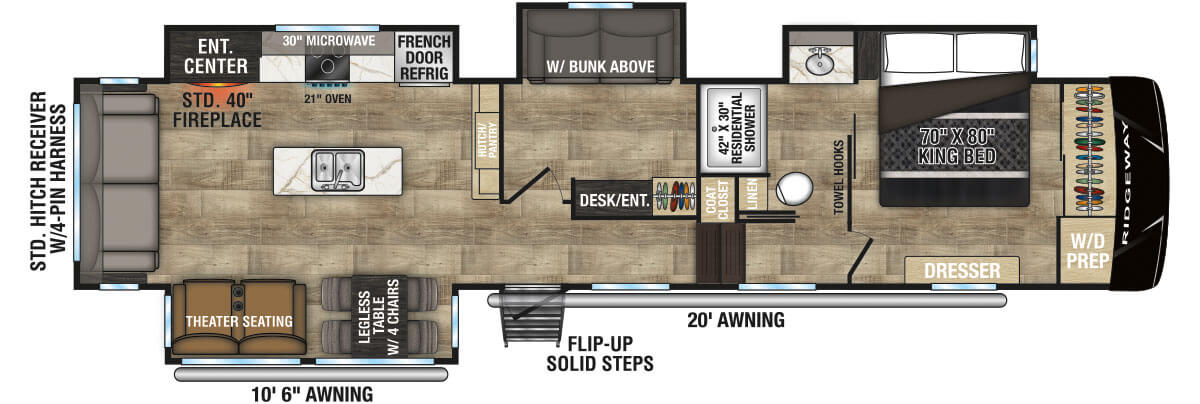 2025 KZ RV Ridgeway 36MB Fifth Wheel Floorplan