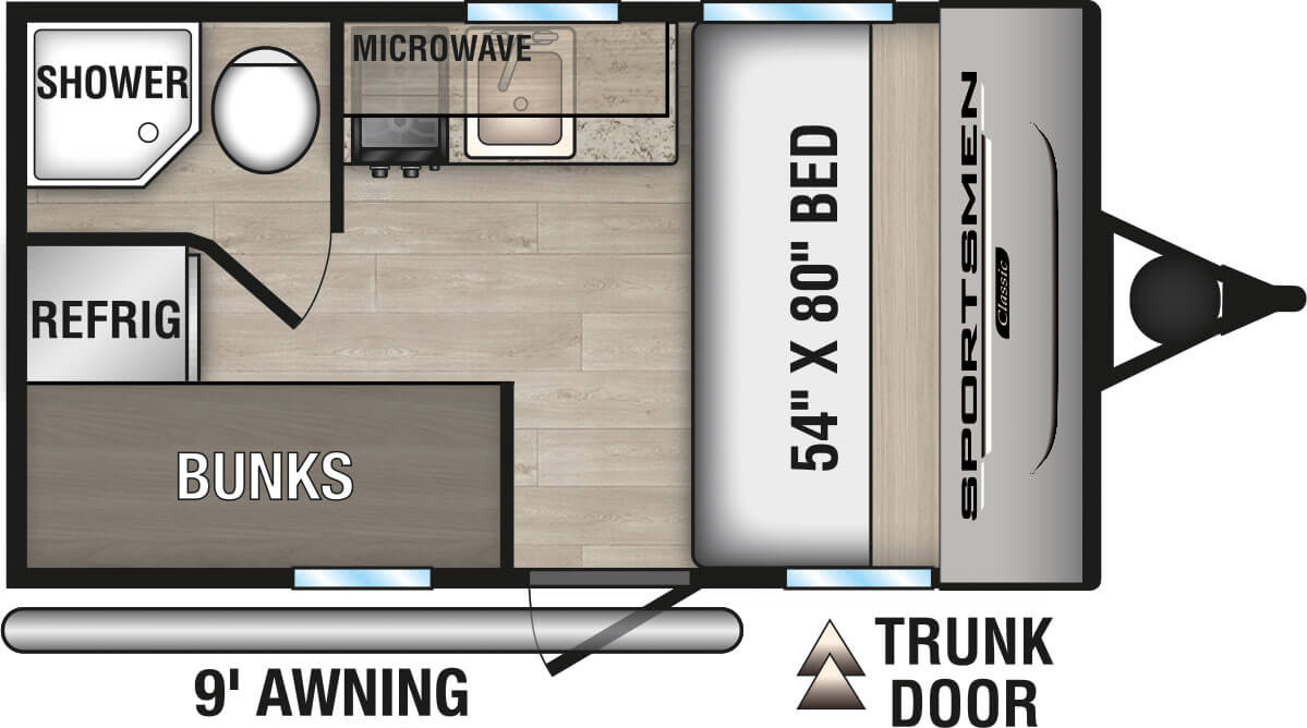 2025 KZ RV Sportsmen Classic 130BH Travel Trailer Floorplan