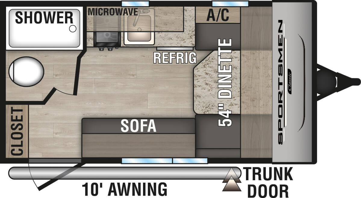 2025 KZ RV Sportsmen Classic 130RB Travel Trailer Floorplan