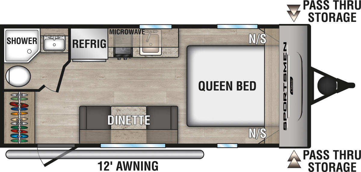 2025 KZ RV Sportsmen Classic 160QB Travel Trailer Floorplan