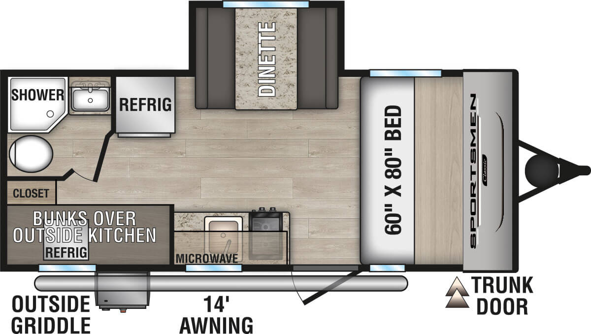 2025 KZ RV Sportsmen Classic 191BHK Travel Trailer Floorplan