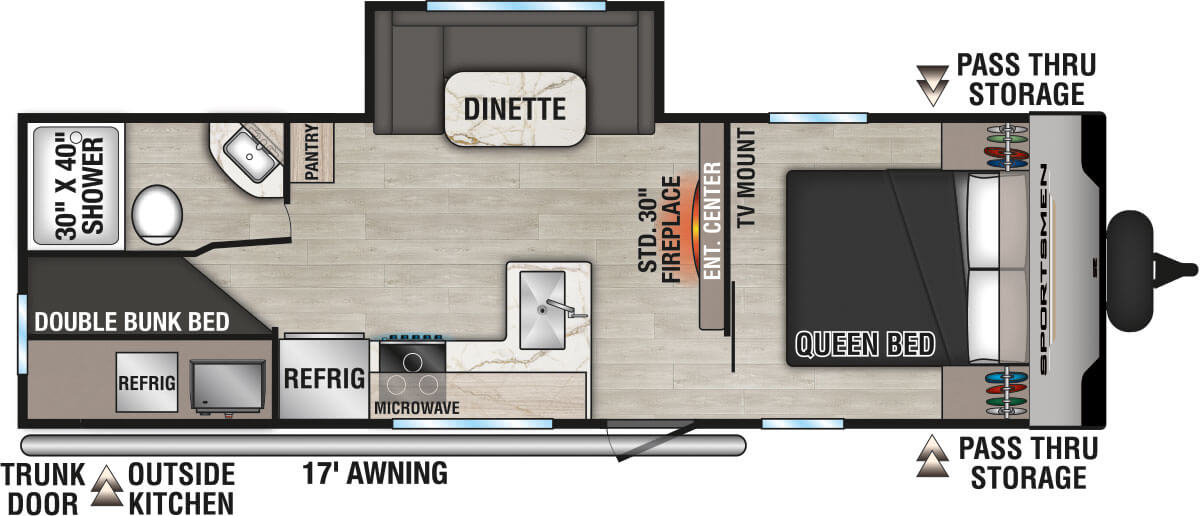 2025 KZ RV Sportsmen SE 241BHKSE Travel Trailer Floorplan