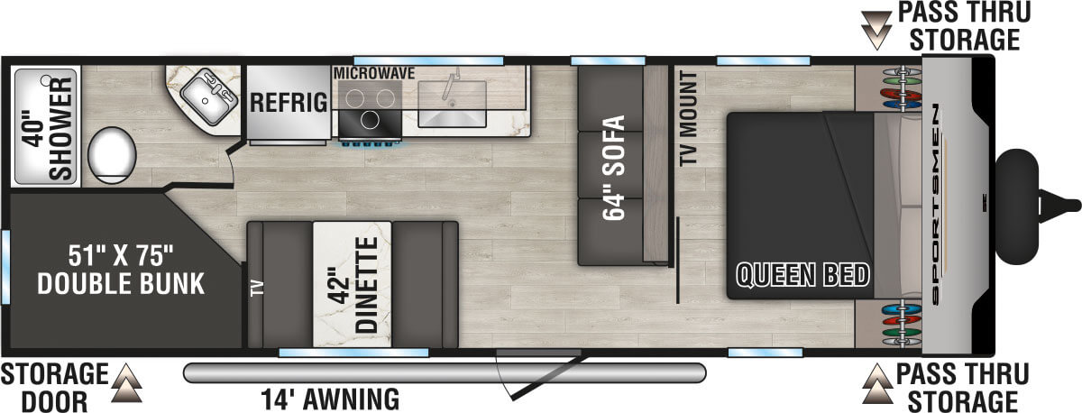 2025 KZ RV Sportsmen SE 260BHSE Travel Trailer Floorplan