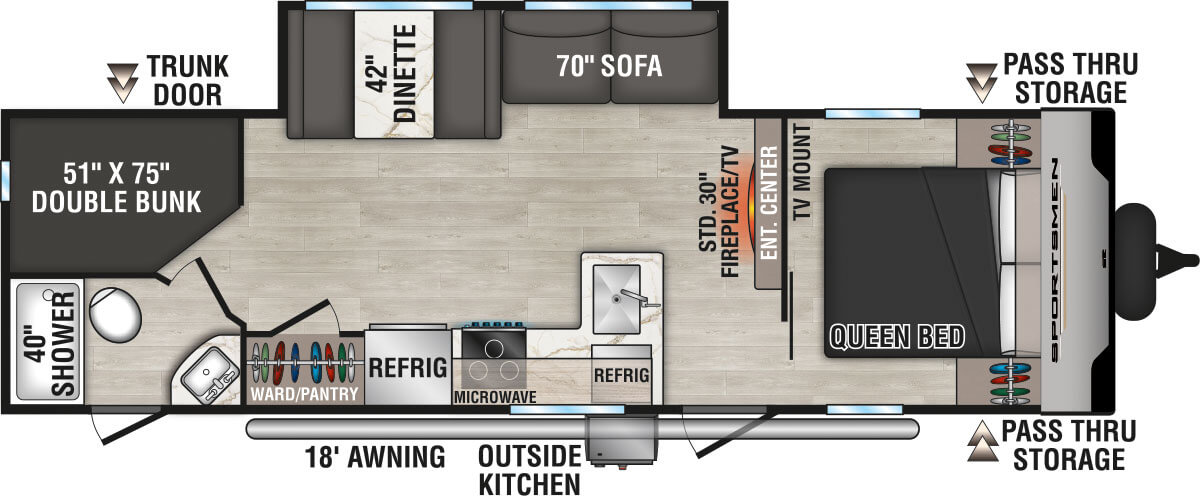 2025 KZ RV Sportsmen SE 261BHKSE Travel Trailer Floorplan