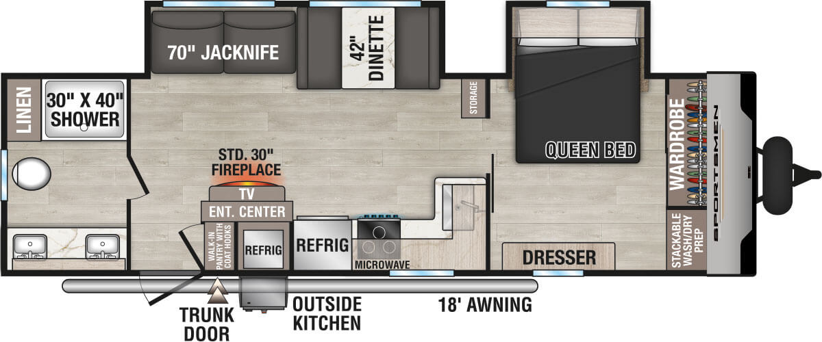 2025 KZ RV Sportsmen SE 292RBKSE Travel Trailer Floorplan