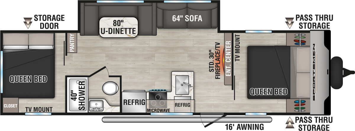 2025 KZ RV Sportsmen SE 301DBSE Travel Trailer Floorplan