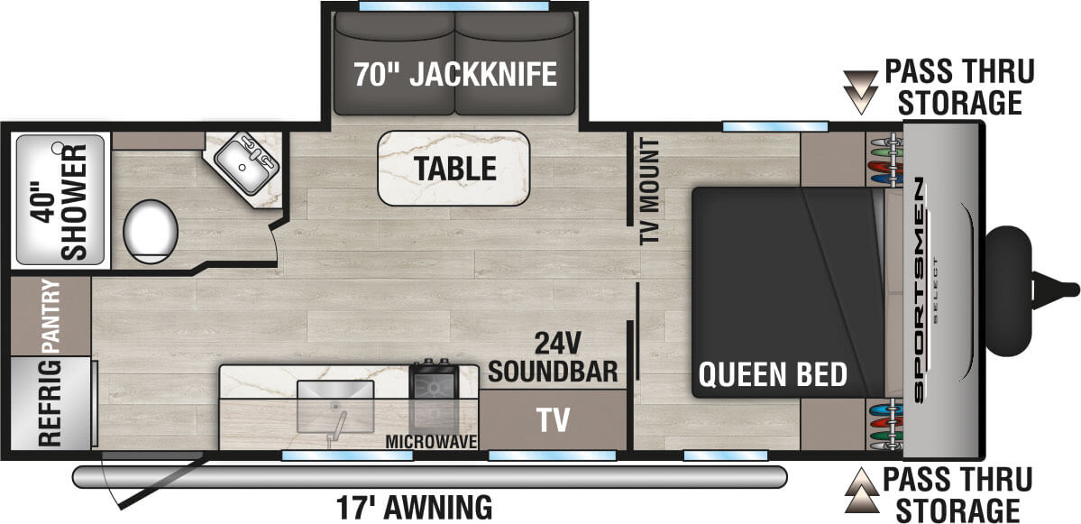 2025 KZ RV Sportsmen Select 221RKSL Travel Trailer Floorplan