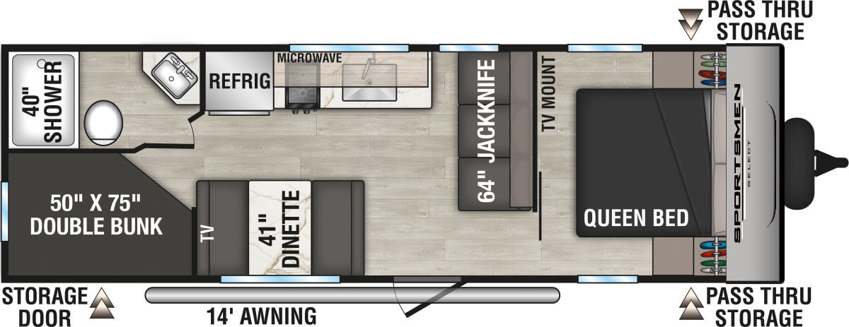 2025 KZ RV Sportsmen Select 260BHSL Travel Trailer Floorplan