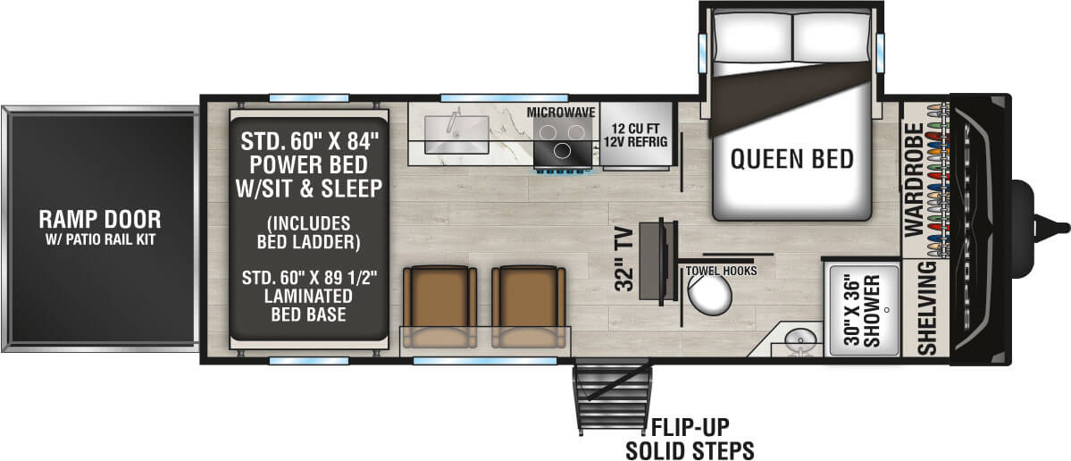 2025 KZ RV Sportster X 22X Travel Trailer Toy Hauler Floorplan