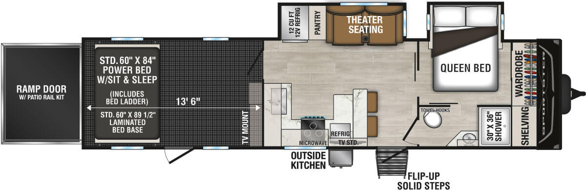 2025 KZ RV Sportster X 33X Travel Trailer Toy Hauler Floorplan